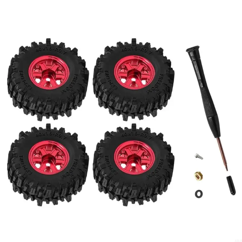 Packung mit 1 Satz SCX30 0,7-Zoll-Gummirädern mit Reifen mit festem Halt für funkgesteuerte Modelle Maßstab 1:30 A2UB – Detail 5