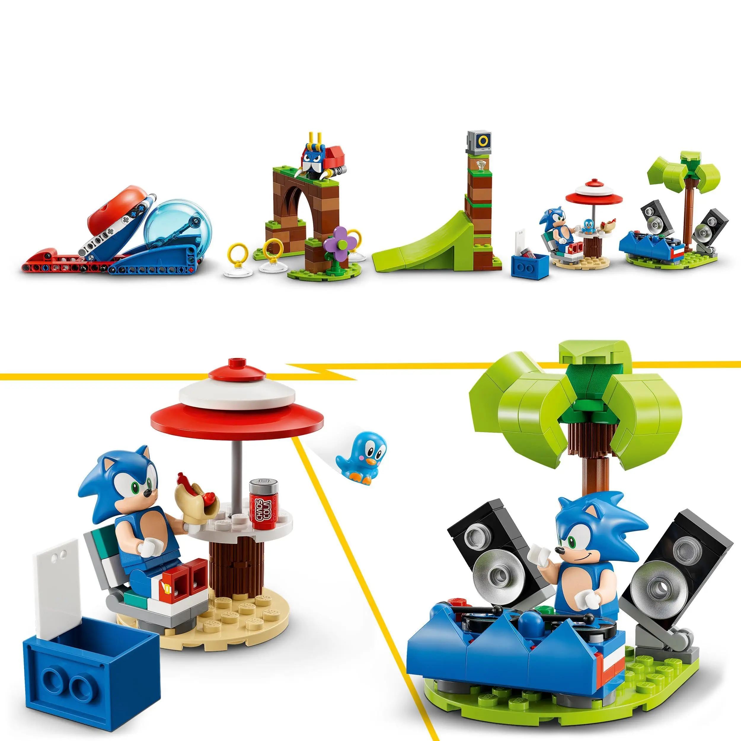 LEGO 76990 Sonic\'s Speed Sphere Challenge Set Buildable Game with 3 Characters a Moto Bug Badnik Figure Toy for Children Gift