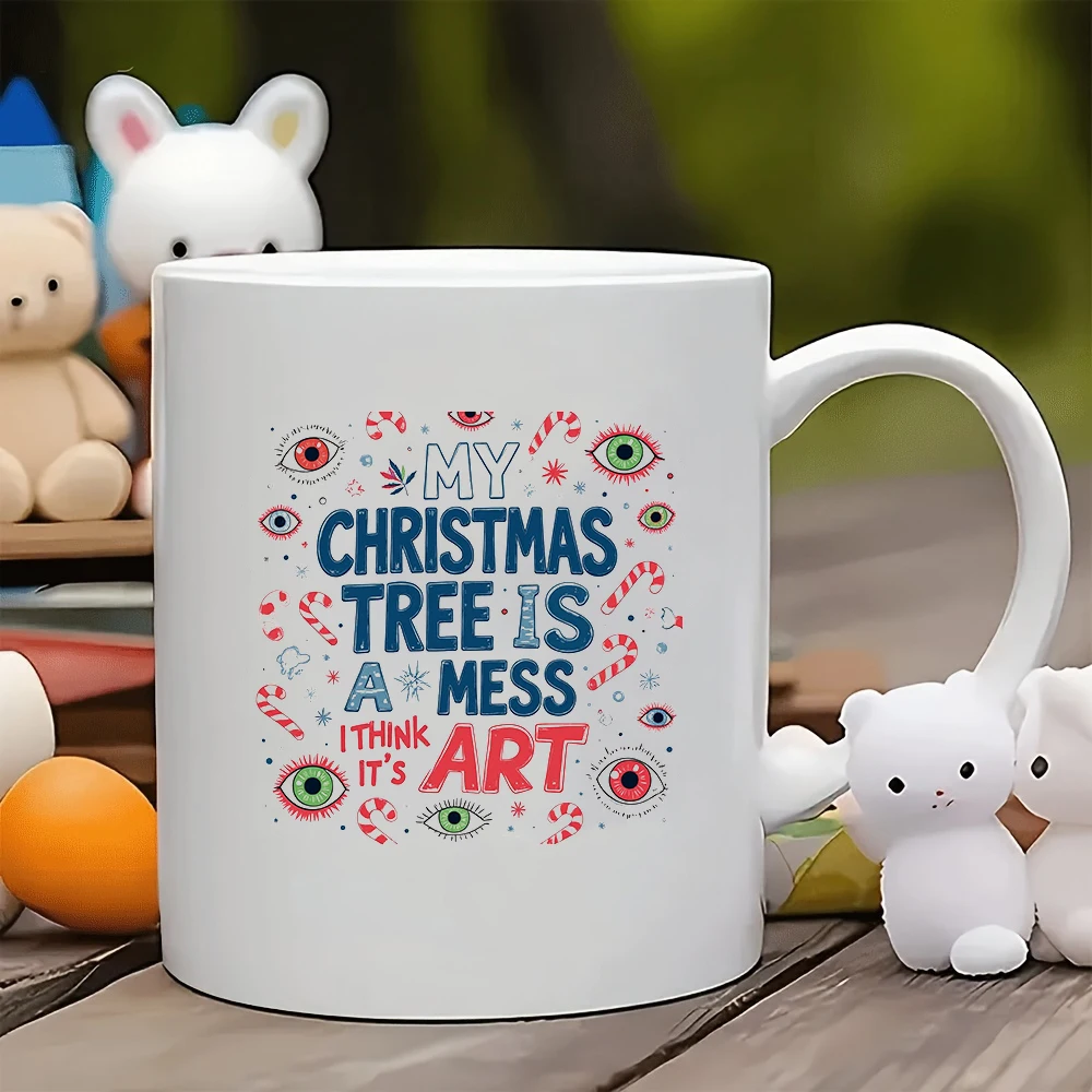

11oz Mug + Creative Hand-Painted Christmas Tree Cup - Christmas Gift for Kids Family Office Coffee Cup