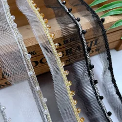 90cm Crystal Beaded Lace Trim Mesh Tape Bias Pillow Piping DIY Wedding Collar Cuff cucito indumento copricapo materiale del bordo del merletto