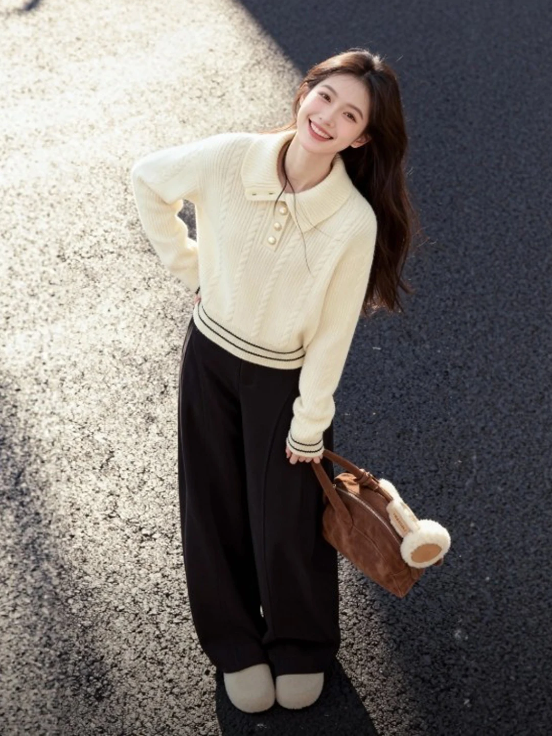 

Женский утепленный вязаный свитер с длинными рукавами, теплый, модный, повседневный, для женщин в двадцатилетии