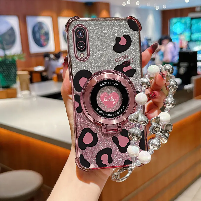 

Чехол-держатель для телефона с блестящим принтом Love Leopard для Samsung Galaxy A02 A03 Core M02 A02s A03s A04E A04 A05 A05S A06 F04 M04