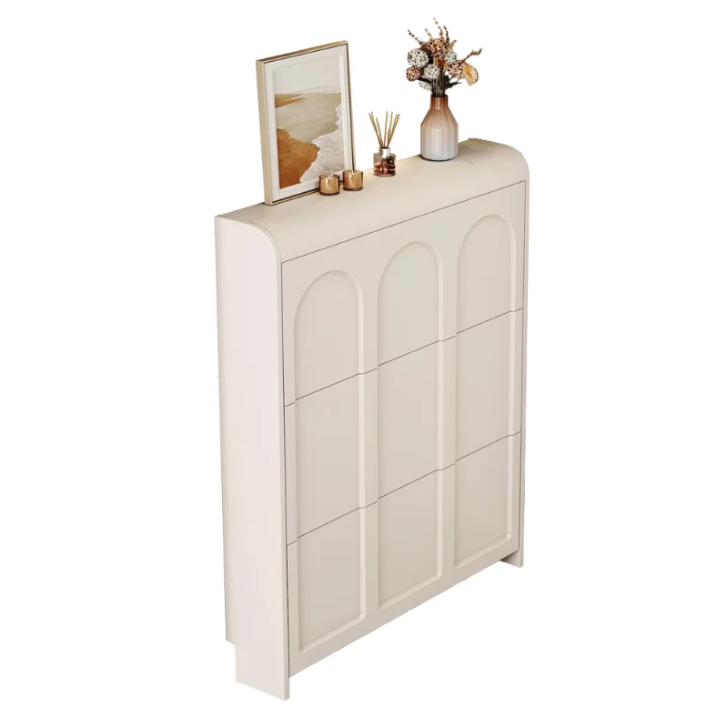 

Cream wind ultra-thin tipping bucket shoe cabinet household door 2025 new popular entrance entrance cabinet integrated storage s