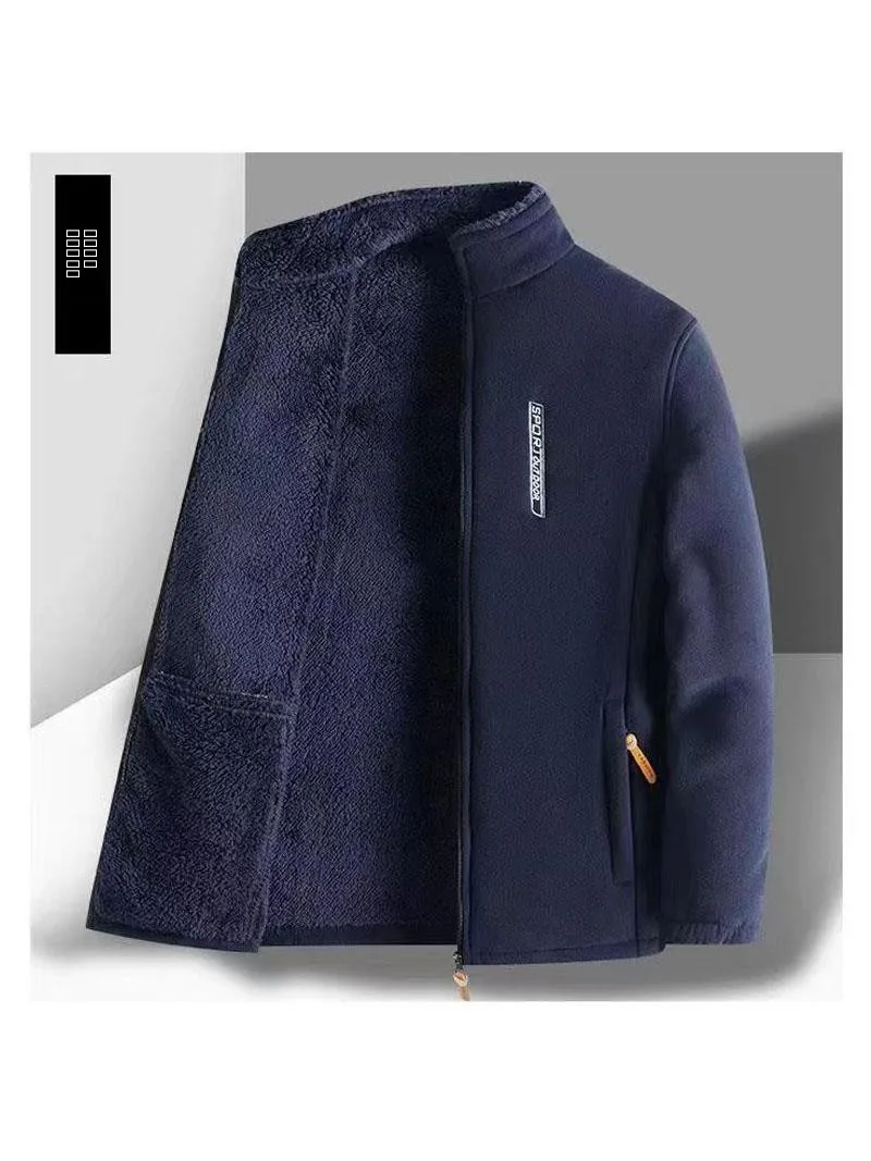 

Thiened Fce Jaet Men's Autumn Outerwear Particle Fce Cardigan Long Sve Zipper ket Regular Length Outerwear