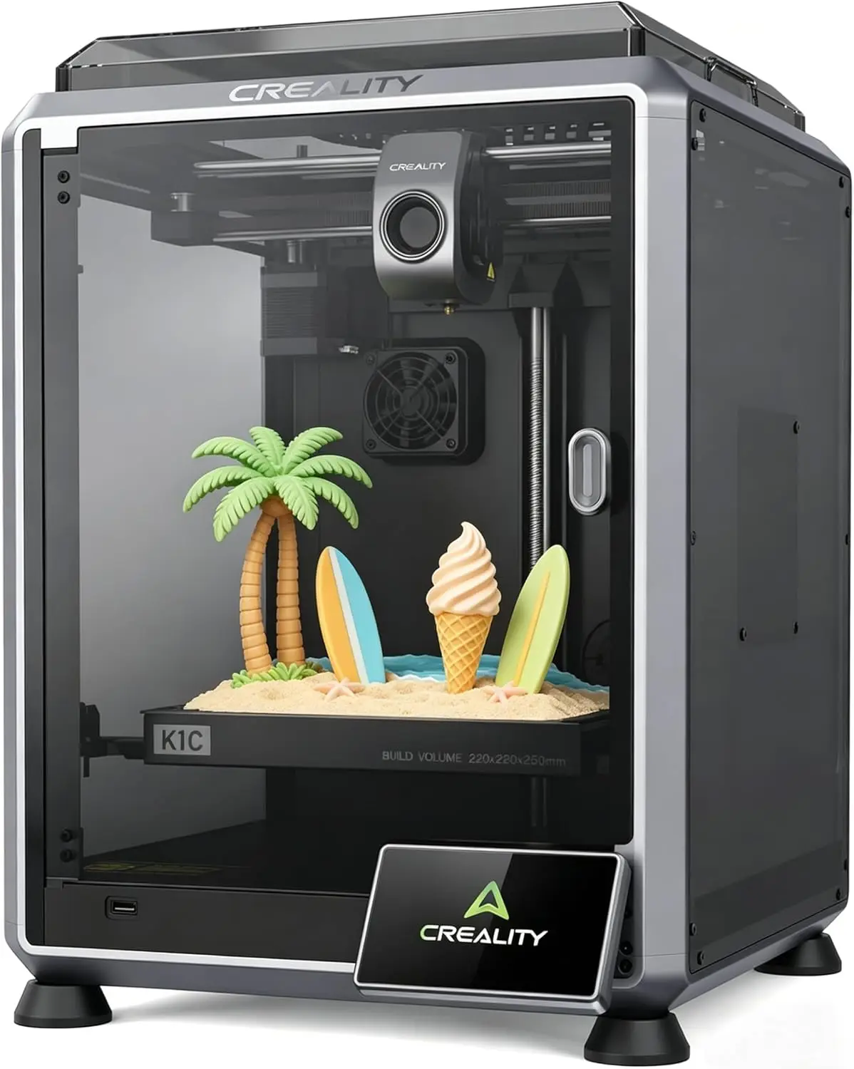 

K1C 3D Printer, 600mm/s Fast Speed Auto Leveling 3D Printers with AI Camera for 300°C Printing, Switchable Silent Mode