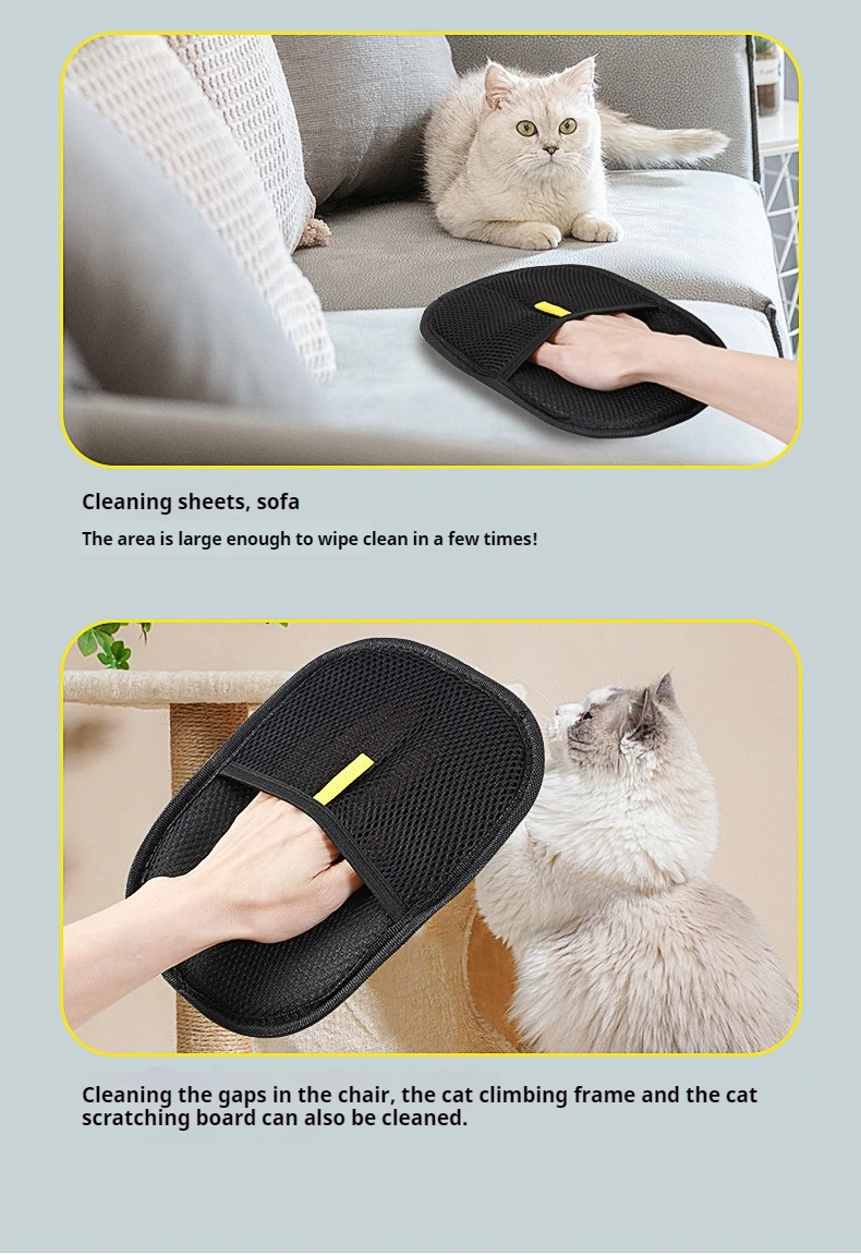 Pet Hair Glove Removal Cat Grooming Reusable Electrostatic Dedusting Brush Dog Hair Remover for Couch Carpet Clothes Washable