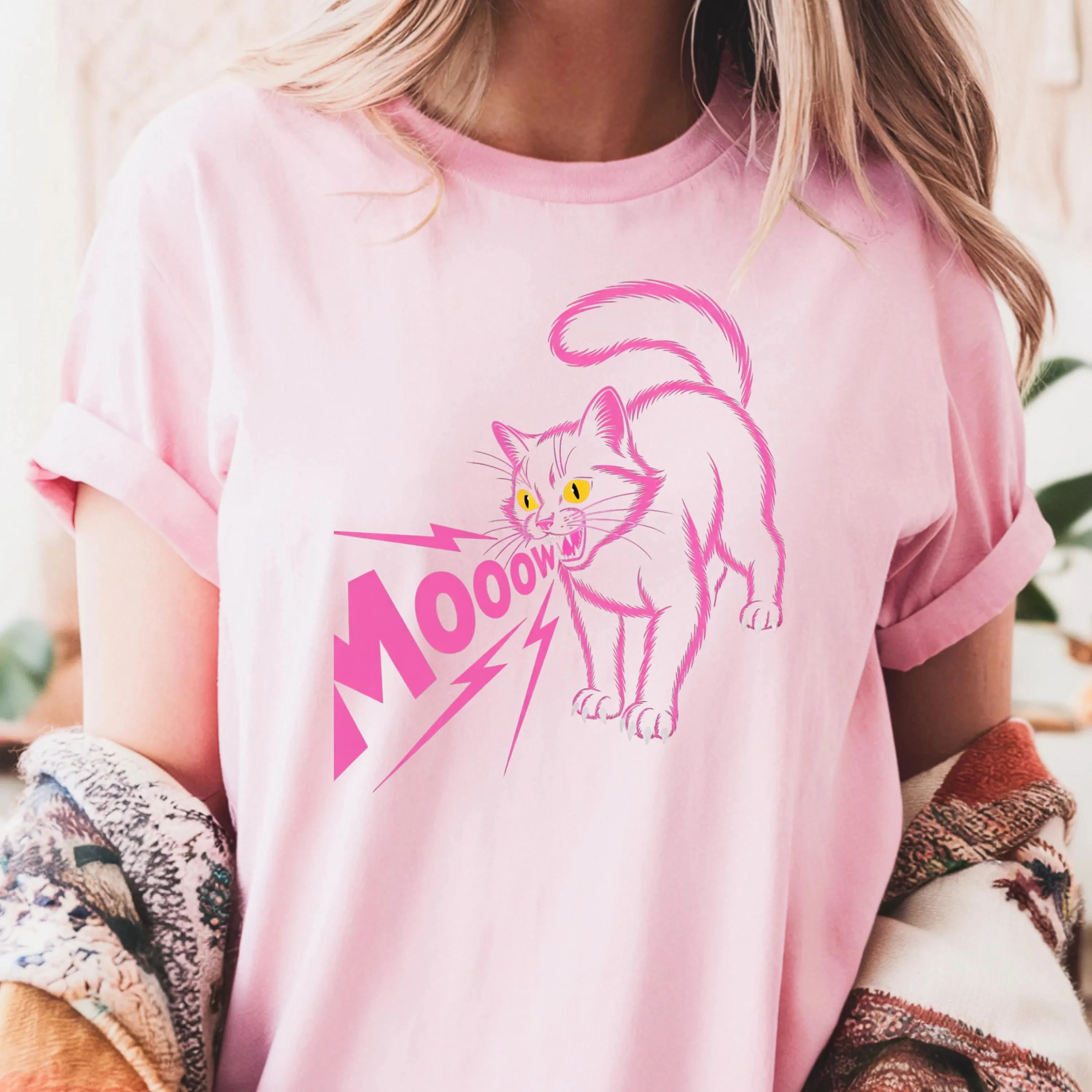 

Женская винтажная футболка больших размеров с принтом «Злой черный кот», из чистого хлопка, дышащая, стильная, универсальная, в уличном стиле, оверсайз