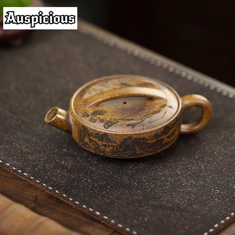 

200ml Yixing Purple Clay Teapots Handmade Golden Rabbit Pot Raw Ore Dragon Bone Gold Sand Mud Kettle Chinese Zisha Tea Set Gift