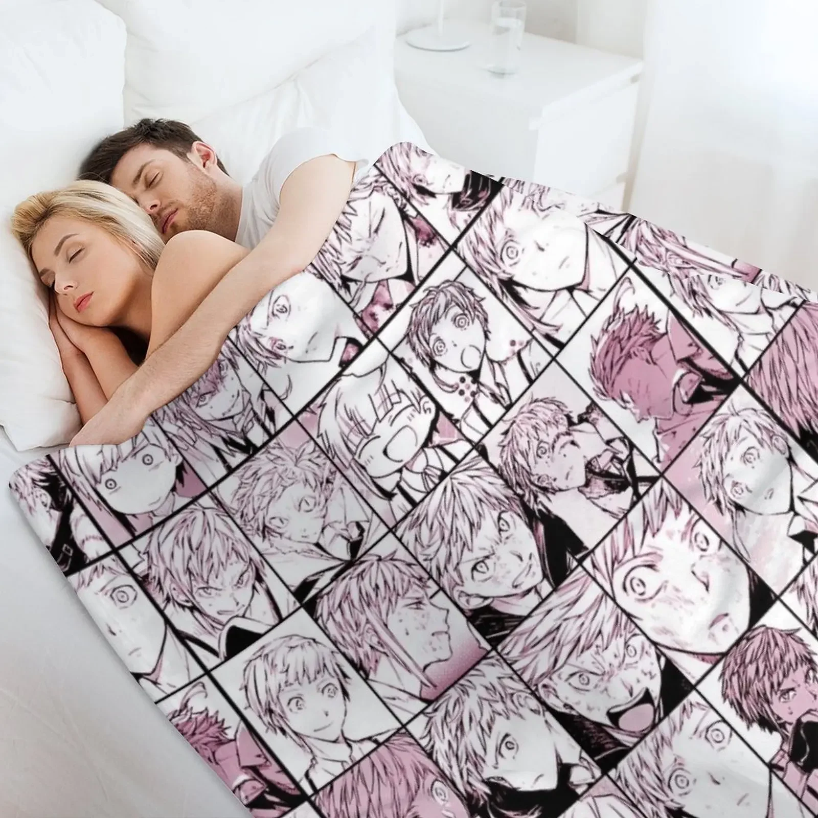 Atsushi BSD-versión de color de collage, manta para cama, cama de playa, mantas de lujo de moda