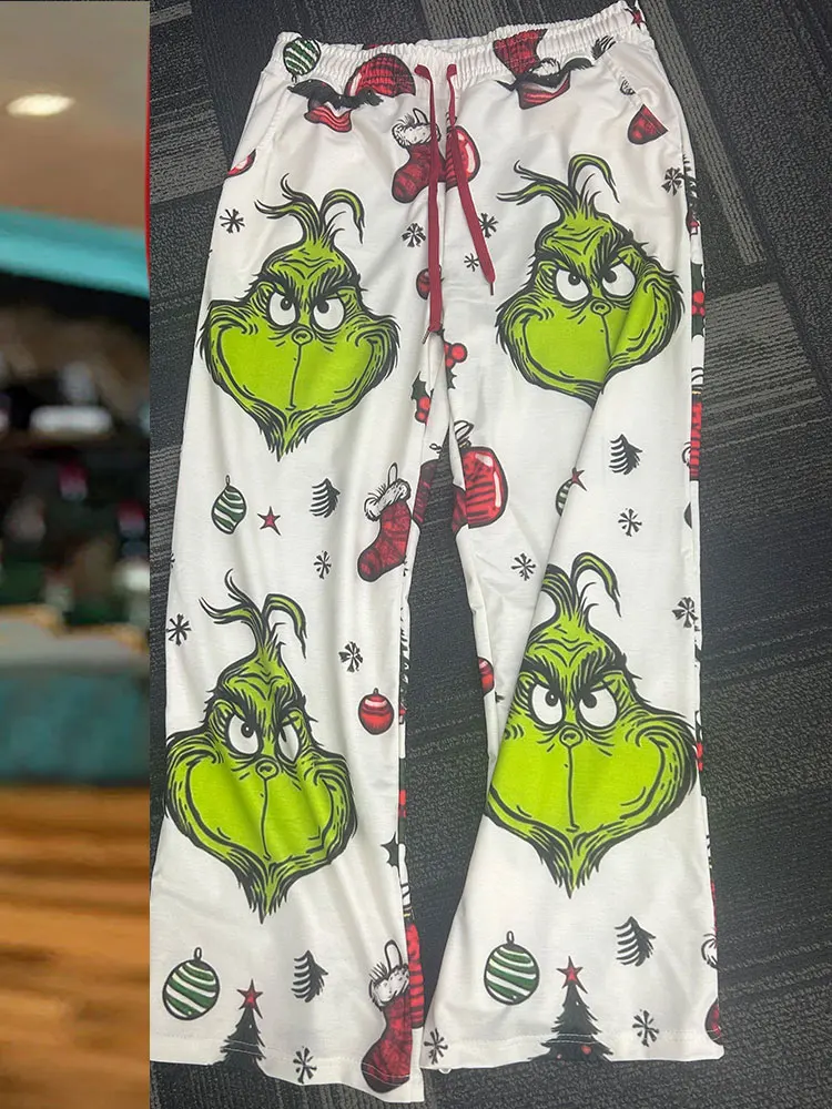 Funny Christmas  Print Wide Leg Pants