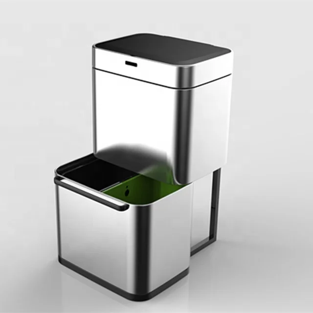 50L/80L  Automatic save energy Wholesale square  Kitchen waste bin bulk trash cans stainless steel sensor dustbin