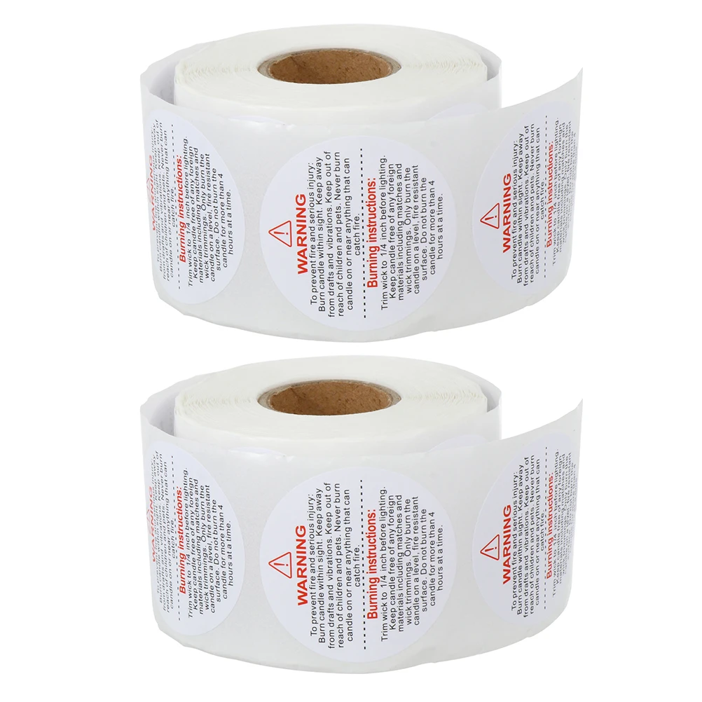 

Safety Stickers 2 Rolls Warning Decal Jar Container Wax Melt Self Adhesive Round Practical Professional Labels for