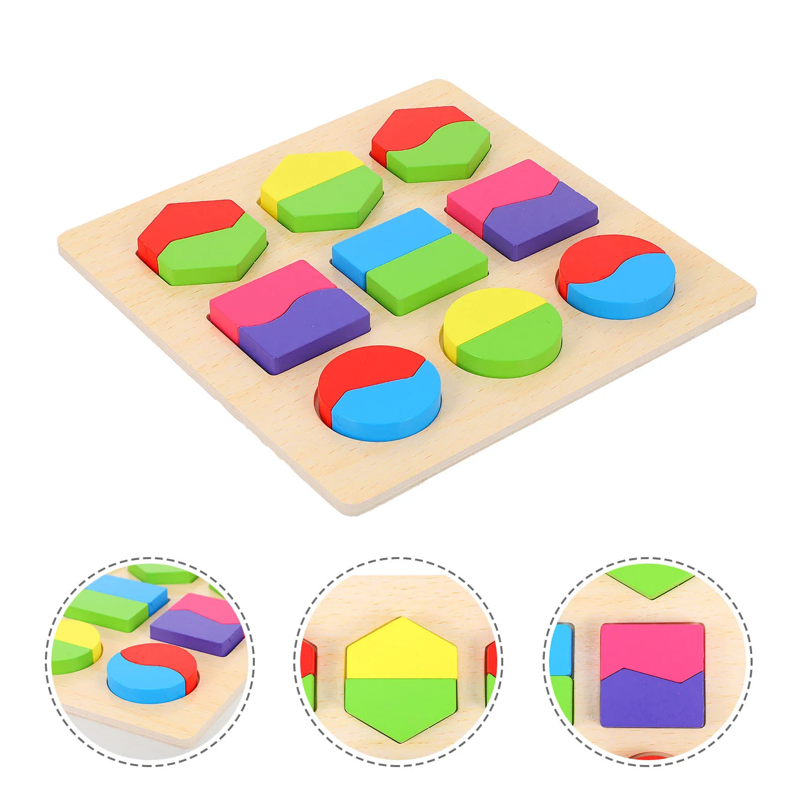 1 Juego de rompecabezas con forma de madera para niños pequeños, bebés, niños, aprendizaje temprano, desarrollo educativo del cerebro, juego de clasificación geométrica de madera