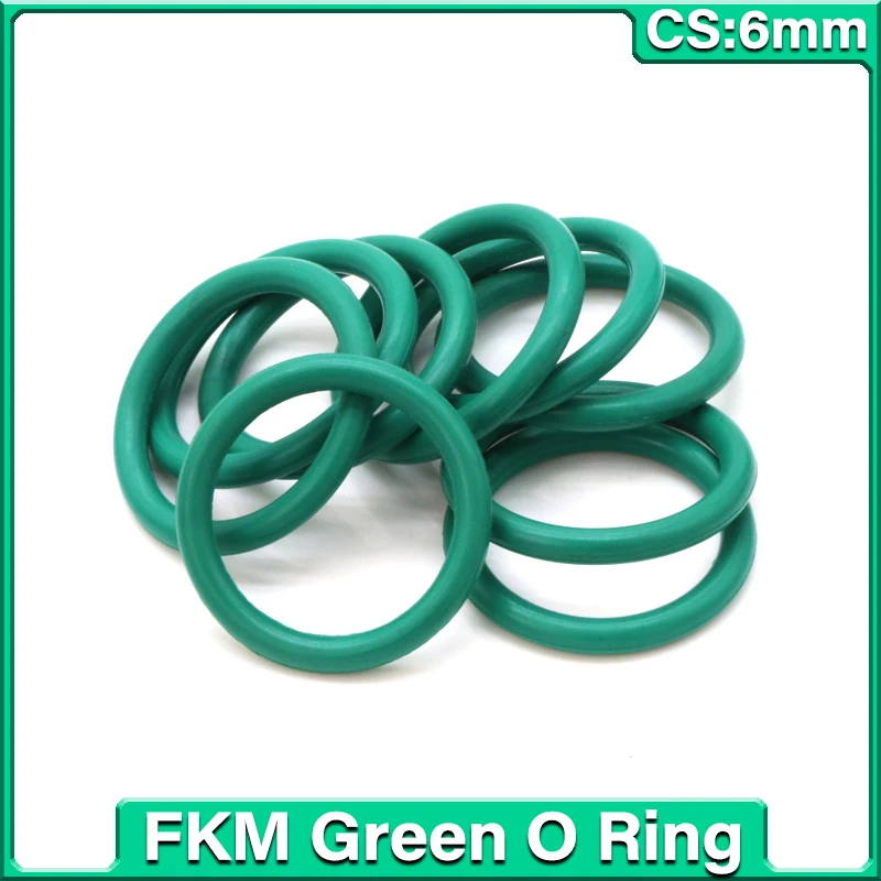 

5pcs FKM O Ring CS 6mm OD 50 ~ 150mm Sealing Gasket Insulation Oil High Temperature Resistance Fluorine Rubber O Ring Green