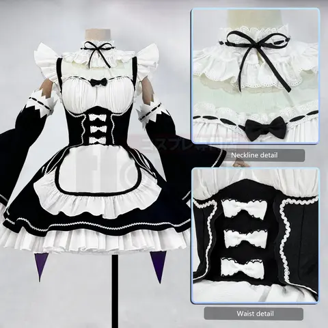 HOLOUN Re:Life In A Different World From Zero Anime Rem Cosplay Kostym Peruk Lolita Piga Klänning Svart Vit Halloween Jul 6 best sales cosplay Rem - №6