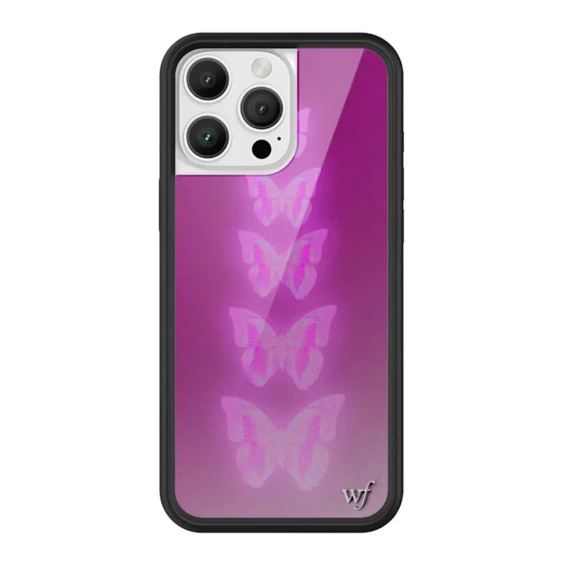 Wildflower 3D Love Heart Neon Butterfly Cartoon Phone Case for iPhone 17 16 15 14 13 12 Pro Max Plus Snow Leopard  WF Cover