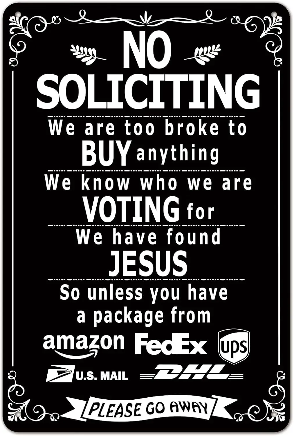 Funny No Soliciting Sign, Metal Warning Aluminum Signs, Do not Ring the Doorbell, Yard Sign Garage Farm Garden Wall Decor P