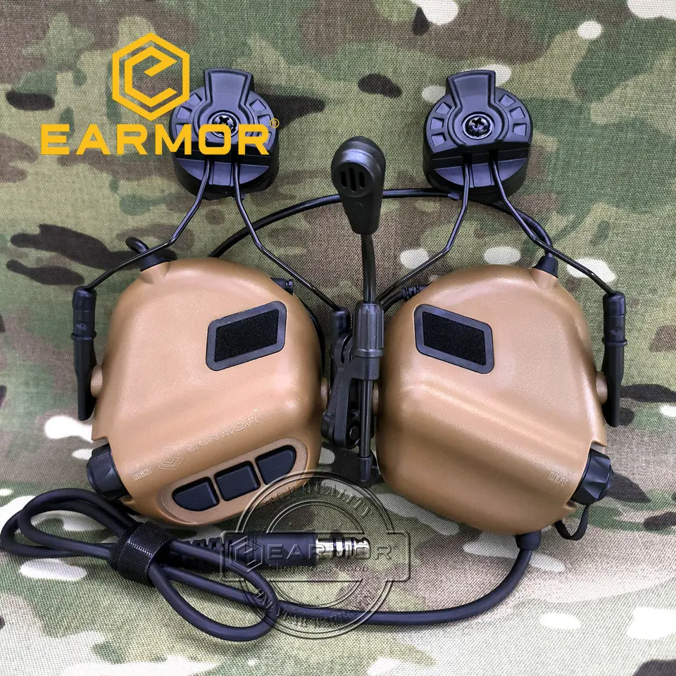 EARMOR M32H MOD4 Tactical Headset New ARC Rail Adapter Noise Canceling Aviation Communication Headphone for Fast Helmet Rail