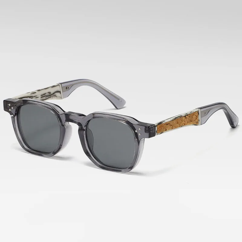 Polarized Vintage Rivet Punk Sunglasses Women Men Male Luxury Brand Designer Outdoor Driving Wood Grain Leg Eye Glasses UV400