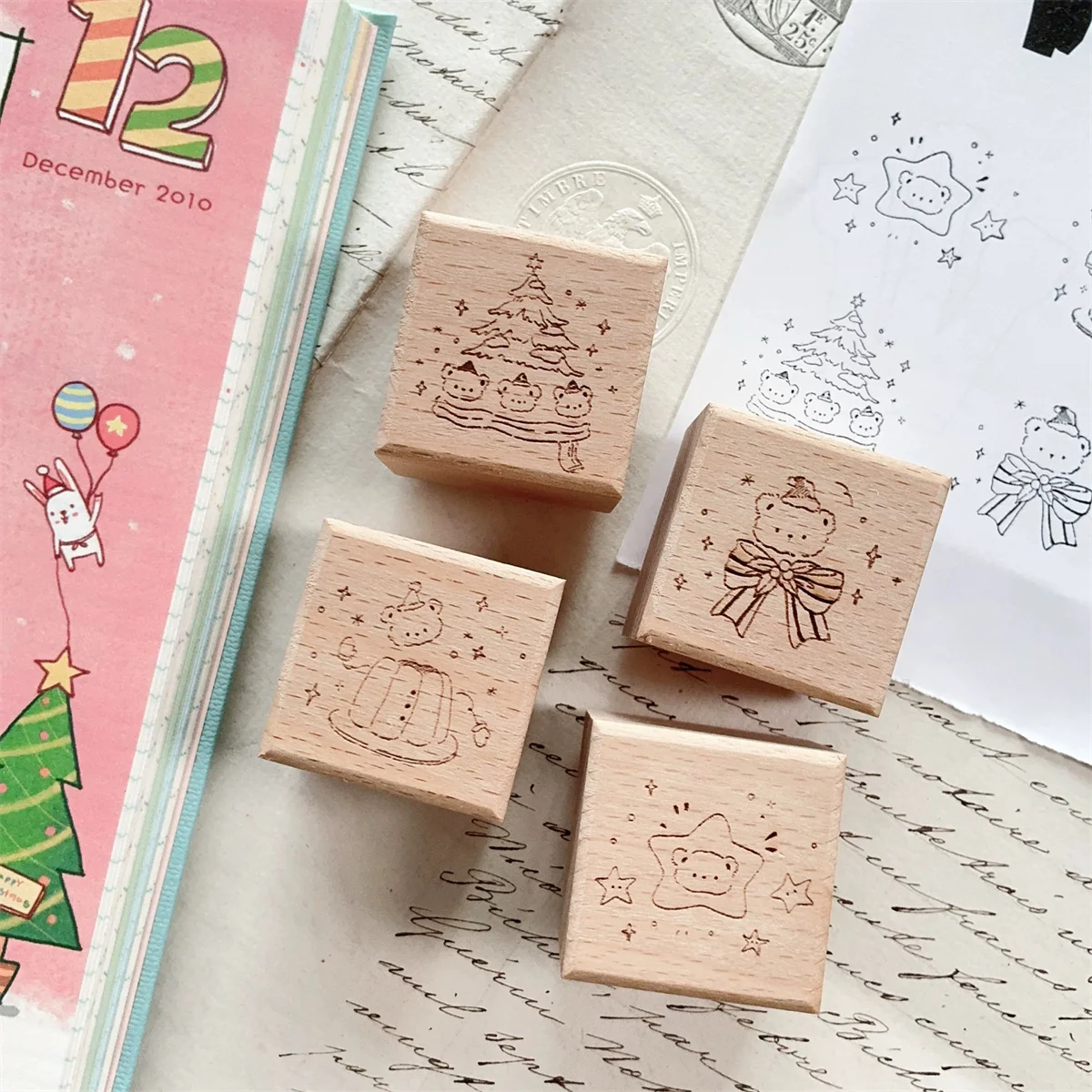 Vintage Lovely Snow Bear Wooden Rubber Stamp for DIY Scrapbooking Photo Album Card Making