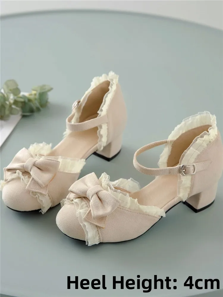 

Elegant Flower Bride Lolita Sandals High Heels Soft Sister Small Milk Cake Fashionable Low Cut Slip-On Women's Shoes