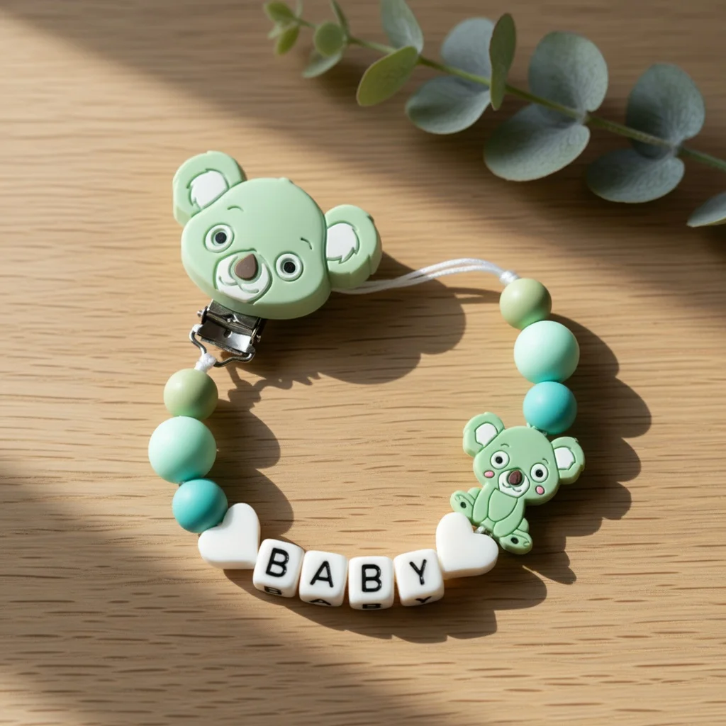 Silicone Baby Pacifier Clip Teething Chain Personalized Name Dummy Holder BPA Free Infant Soother Nipple Strap Leash Shower Gift view 3