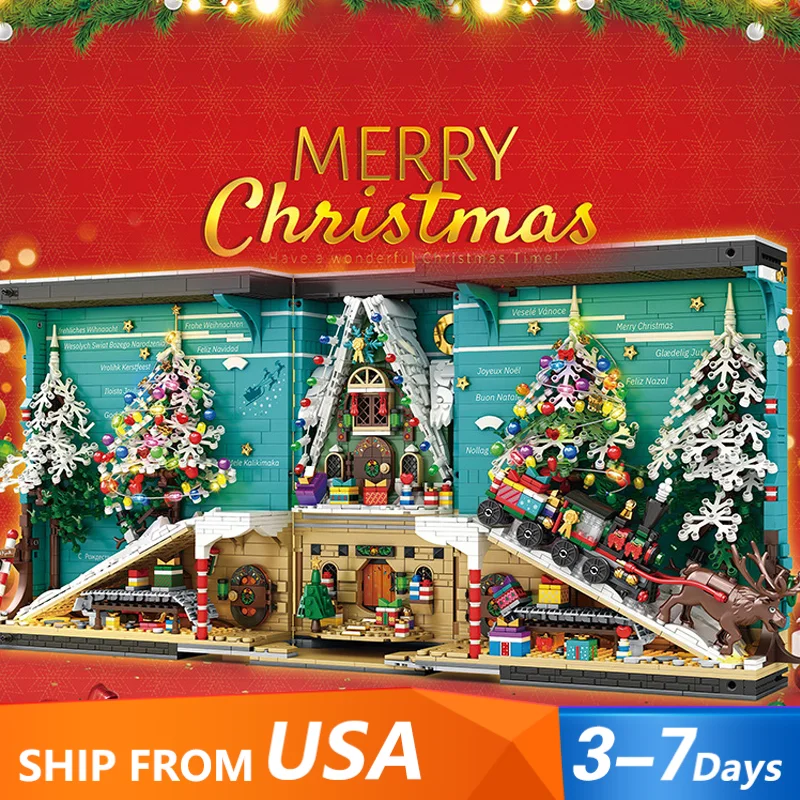 916PCS MOC Christms Gingerbread Candy House Building Blocks Set Street View Snowhouse Model Bricks Desktop Decor Toys Kid Gift