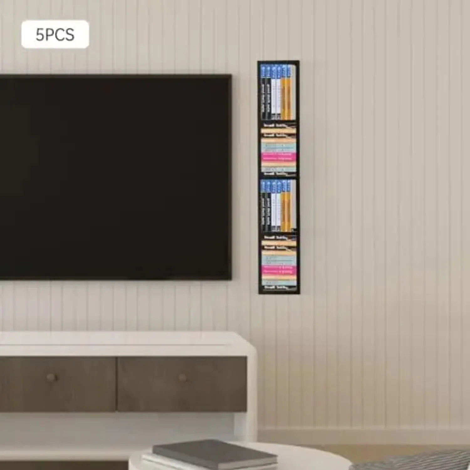 5Pcs CD Racks, Wall Mount 34 inch Video Game Organizer | 4 Compartments, Space-Saving, Fits Any Room, High Weight
