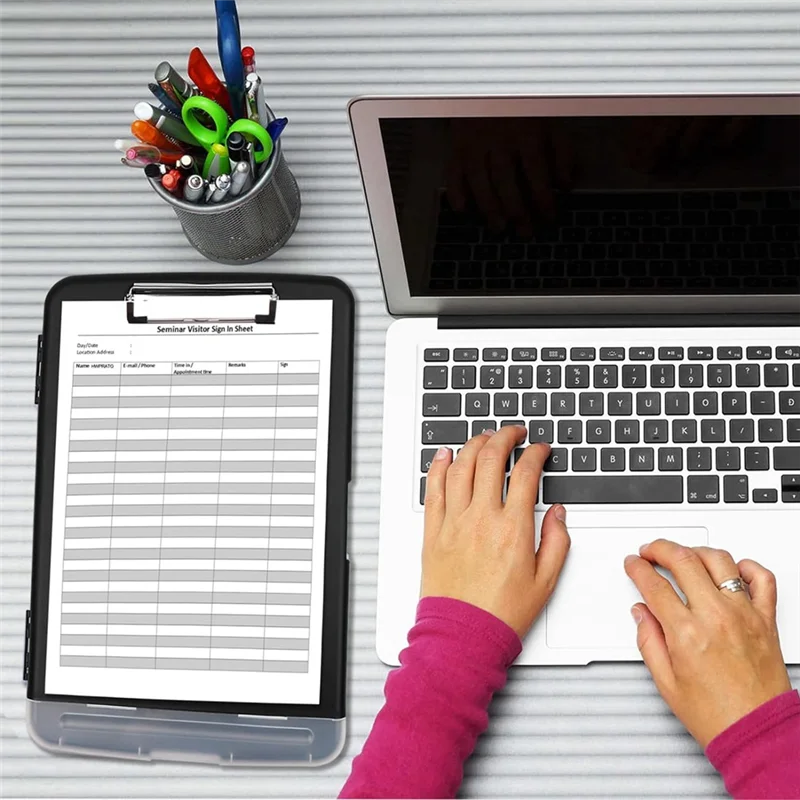 

Органайзер для клип-досок Буфер обмена с хранилищем Буфер обмена для кормления Складная папка для файлов Пластиковый буфер обмена (черный) Простая установка