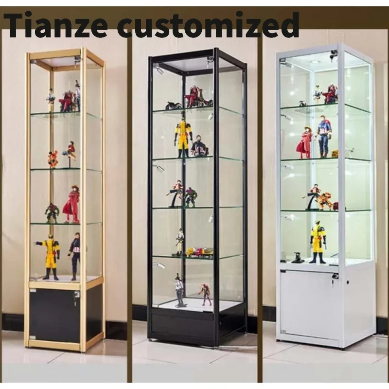 Customized-Cheap Toys Showcase Upright Retail Showcase with LED Light Boutique Lockable Glass Display Cabinet Showcase