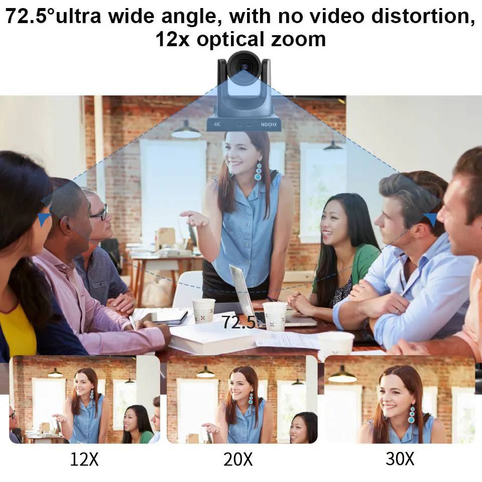 4K 30fps NDI PTZ POE IP 12x 20x zoom Video Conference Camera SDI HDMI USB PTZ Broadcasting Live Streaming Camera For Workship