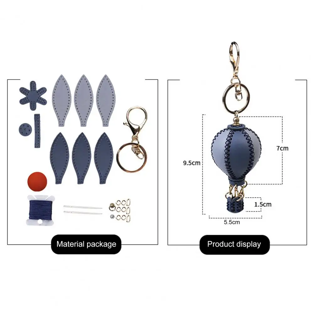 DIY Faux Leather Craft Kit Handmade Hot Air Balloon Keychain Fine Sewing Kit For Relaxing Crafting Experience Mini Key Chain