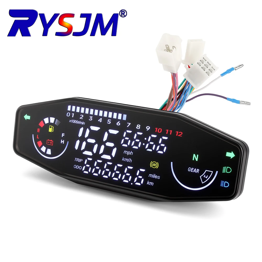 New Universal Motorcycle Speedometer Moto Dashboard Oil Gauge Digital Meters Sensor Set Tachometer Odometer For Russian KR200