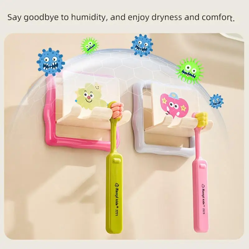 حامل فرشاة الأسنان المثبت على الحائط لا حاجة لكمة على طراز الدوبامين منظم الحمام كوب شفط كهربائي رف فرشاة الأسنان #1