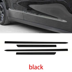 Per Tesla Model Y 2020-2024 acciaio cromato nero carbonio porta laterale carrozzeria modanatura gonne copertura antigraffio Trim 4 pezzi