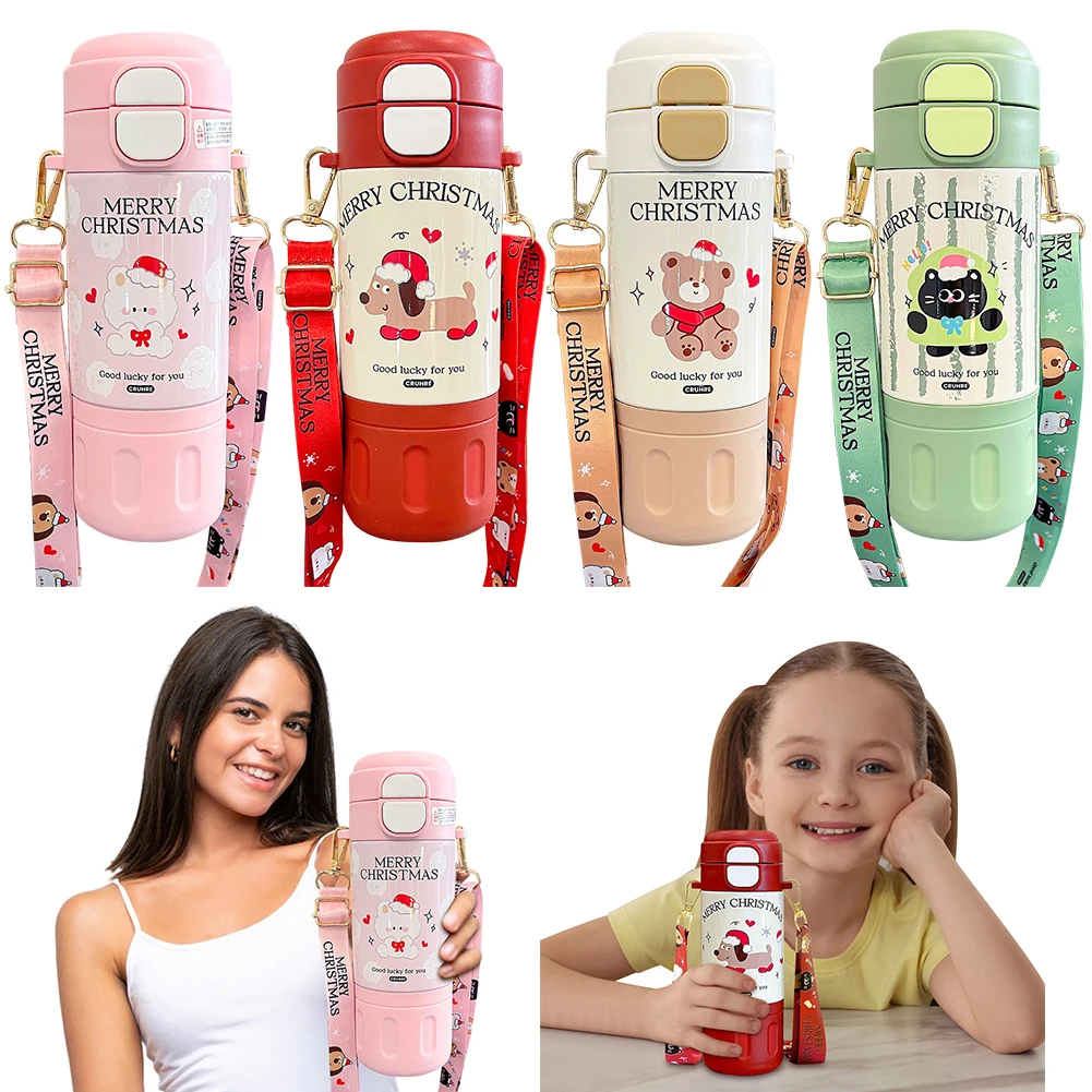 480ml Straw Insulated Water Bottle with Strap Vacuum Insulated Cup 316 Stainless Steel Vacuum Thermal Tumbler for Women Men