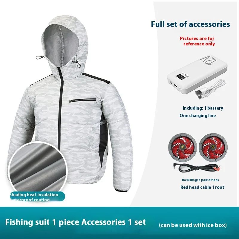 Одежда для кондиционера, термостойкий носимый охлаждающий жилет с вентилятором, дышащий жилет с длинными рукавами и вентилятором для льда для кемпинга, рыбалки