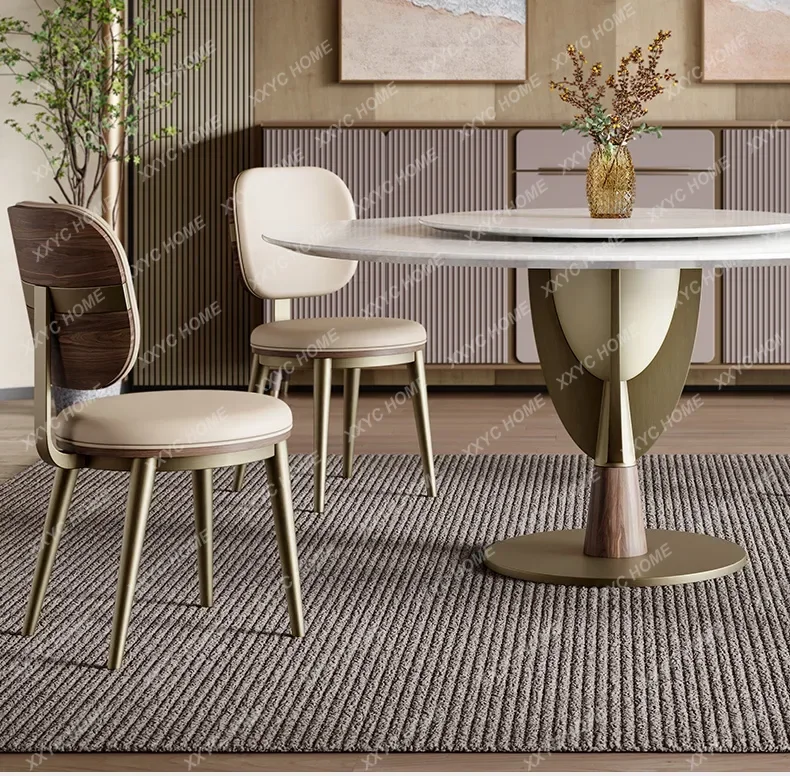 

LJYNatural marble dining table modern simple light luxury creative luxury stone round table