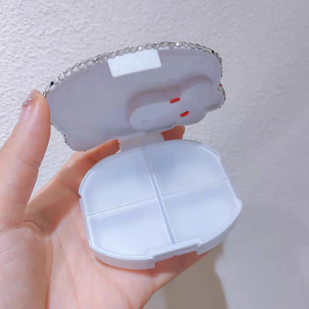 Desktop decoration Hello kitty Crystal Rhinestones Jewelry Box Ring Coin Earphone Medicine small items Storage view 2