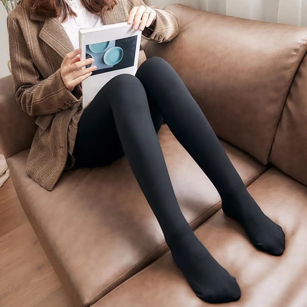 Winter Warm Leggings Stretchy Hips Lifting Translucent Solid Velvet Thick Thermal Pants Slimming Tights Pants Female