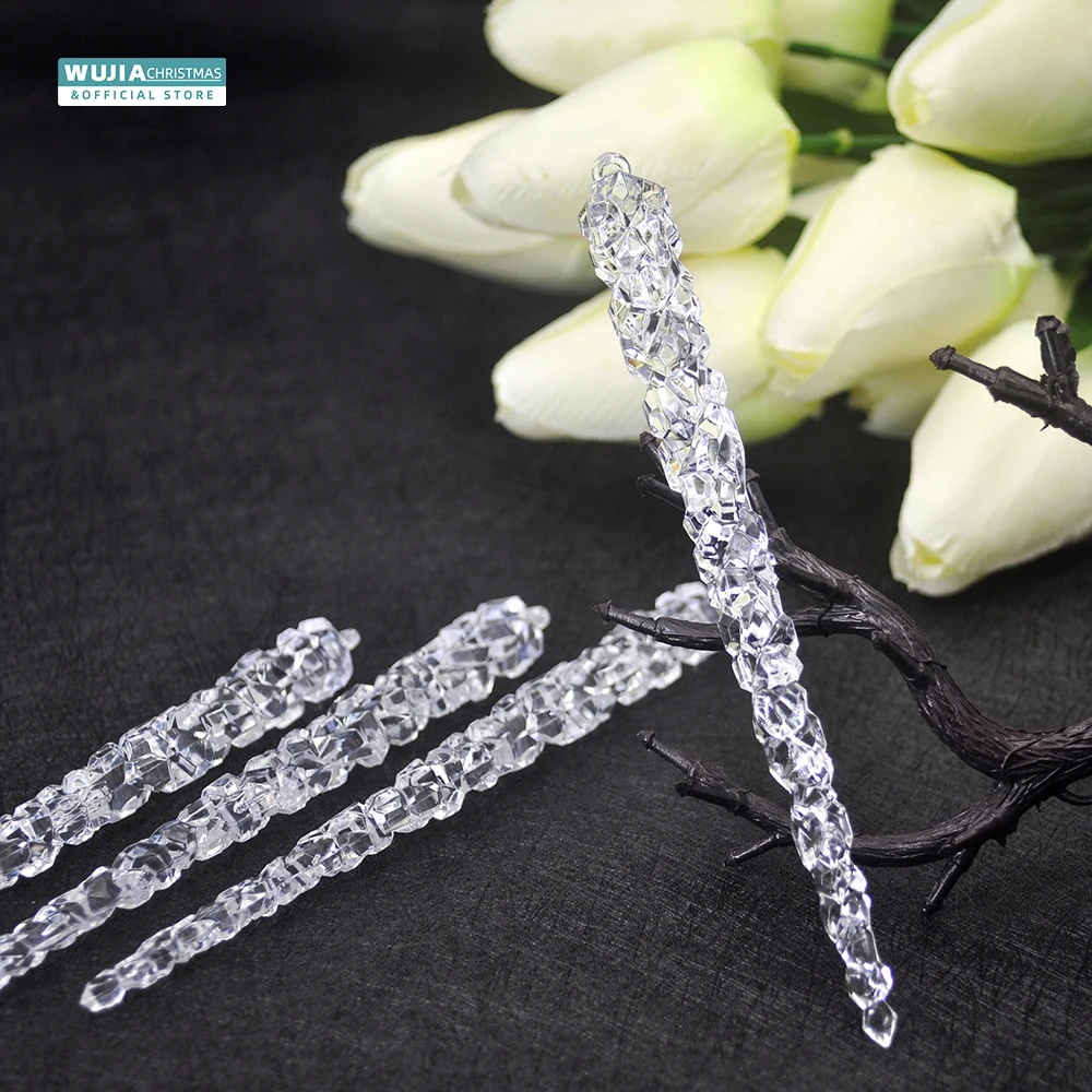 6pcs 15cm Christmas Simulation Icicles Xmas Tree Hanging Ornament Acrylic Fake Ice for Winter Party New Year Decoration Supplies
