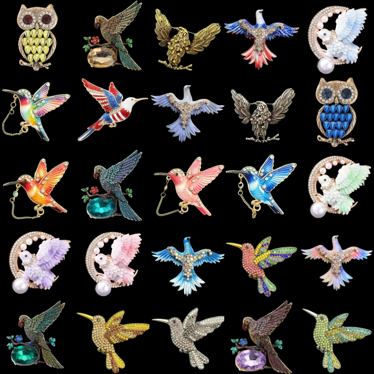 Baroque Luxury Swallow, Magpie, Owl, and Eagle Bird Design Brooches for Men and Women, Jewelry, Fashion Accessories, and Party