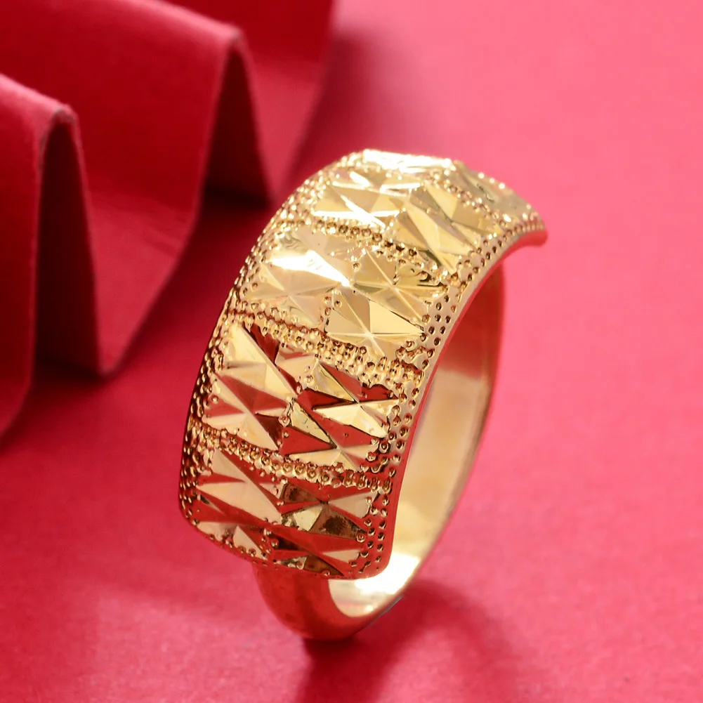 Big Dubai Gold Color Rings for women expensive Women's Ring For Girls Bridal Wife Gifts African Dubai French  Wedding Jewelry