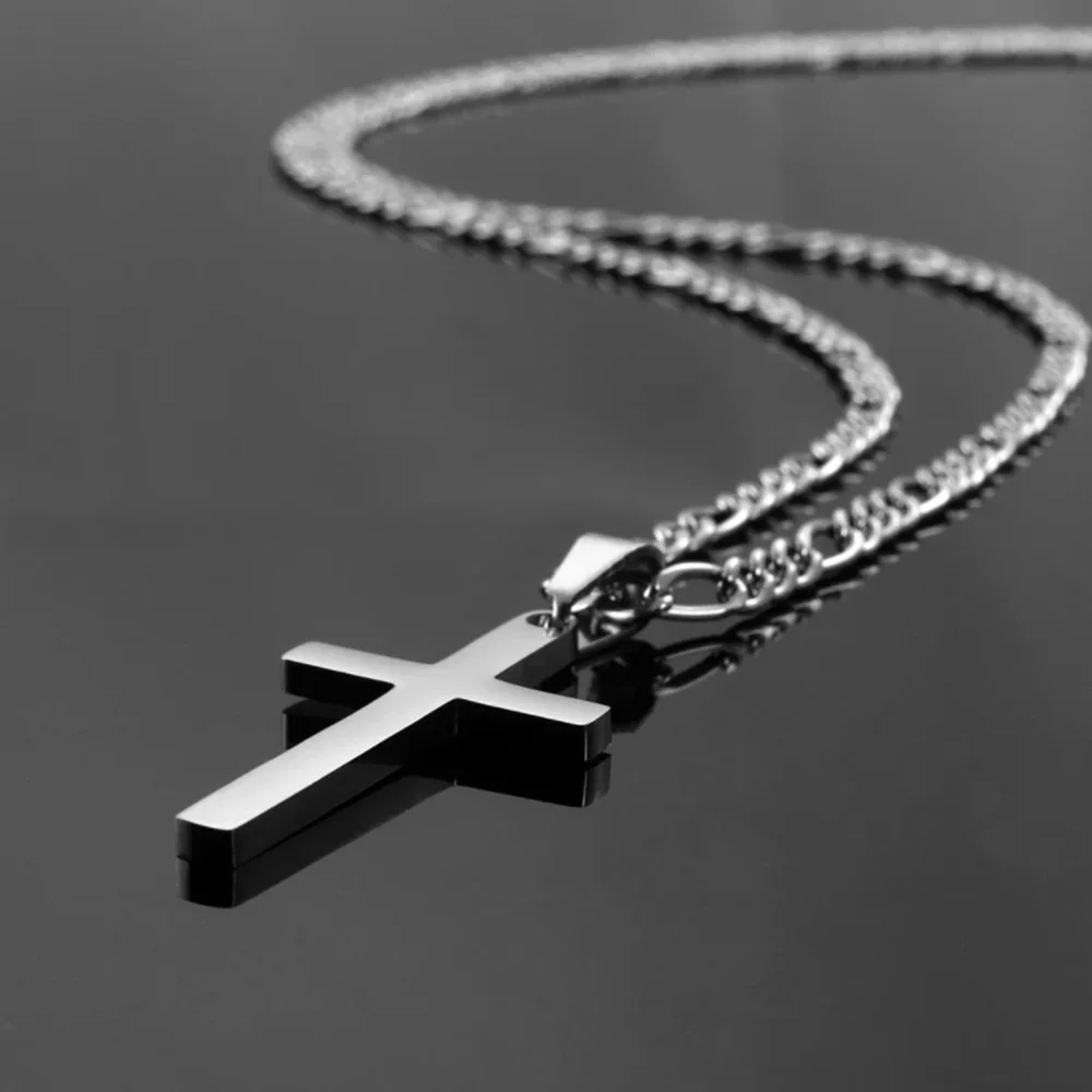 

Cross necklace as a gift for boyfriend Cross pendant and Figaro link chain necklace