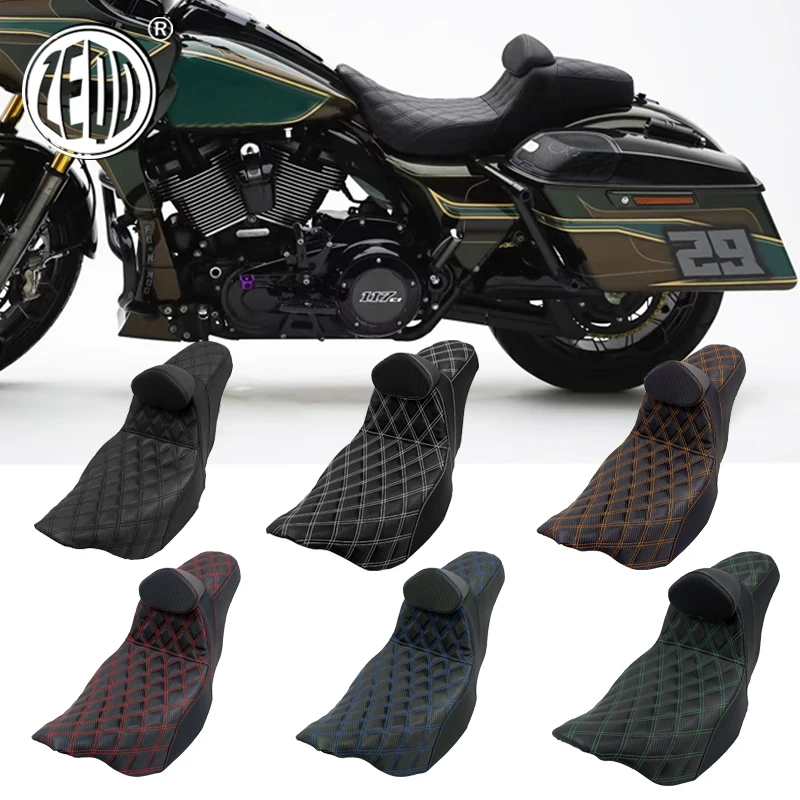 Applicable to Harley Touring Road Street CVO Flagship Glide Road King Adjustable Thickened Double Seat Backrest Seat 24-26