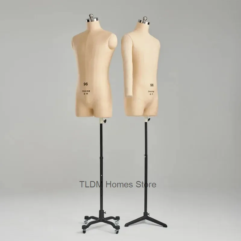 Male Half-length Mannequin with Legs Three-dimensional Sewing Mannequins Clothing Design Model with Metal Base Can Be Pined Z