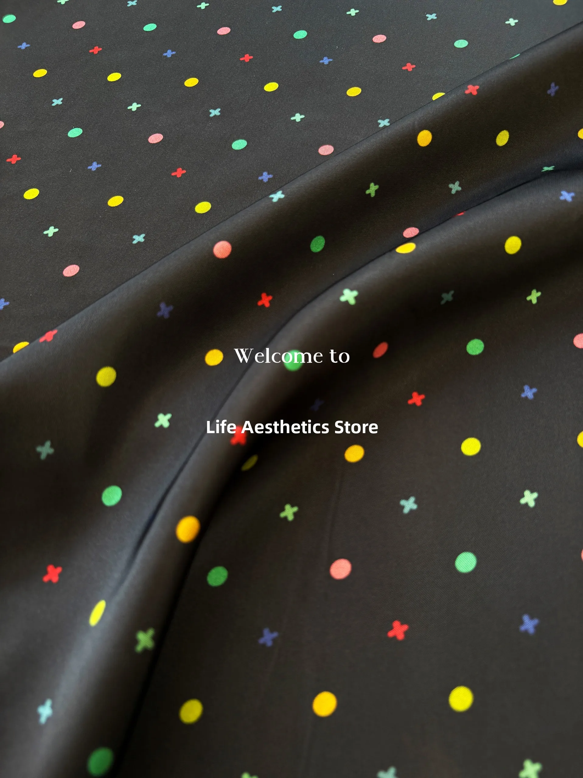 tessuto-in-seta-stile-cinese-materiale-per-gonna-e-completo-seta-tussah-55-momme-motivo-a-pois-multicolore
