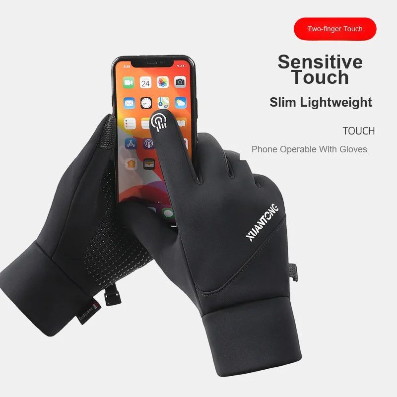 Cycling Gloves Winter Warm Fleece Lined Non Slip Water Resistant Touch Screen Gloves for Outdoor Running and Mountaineering