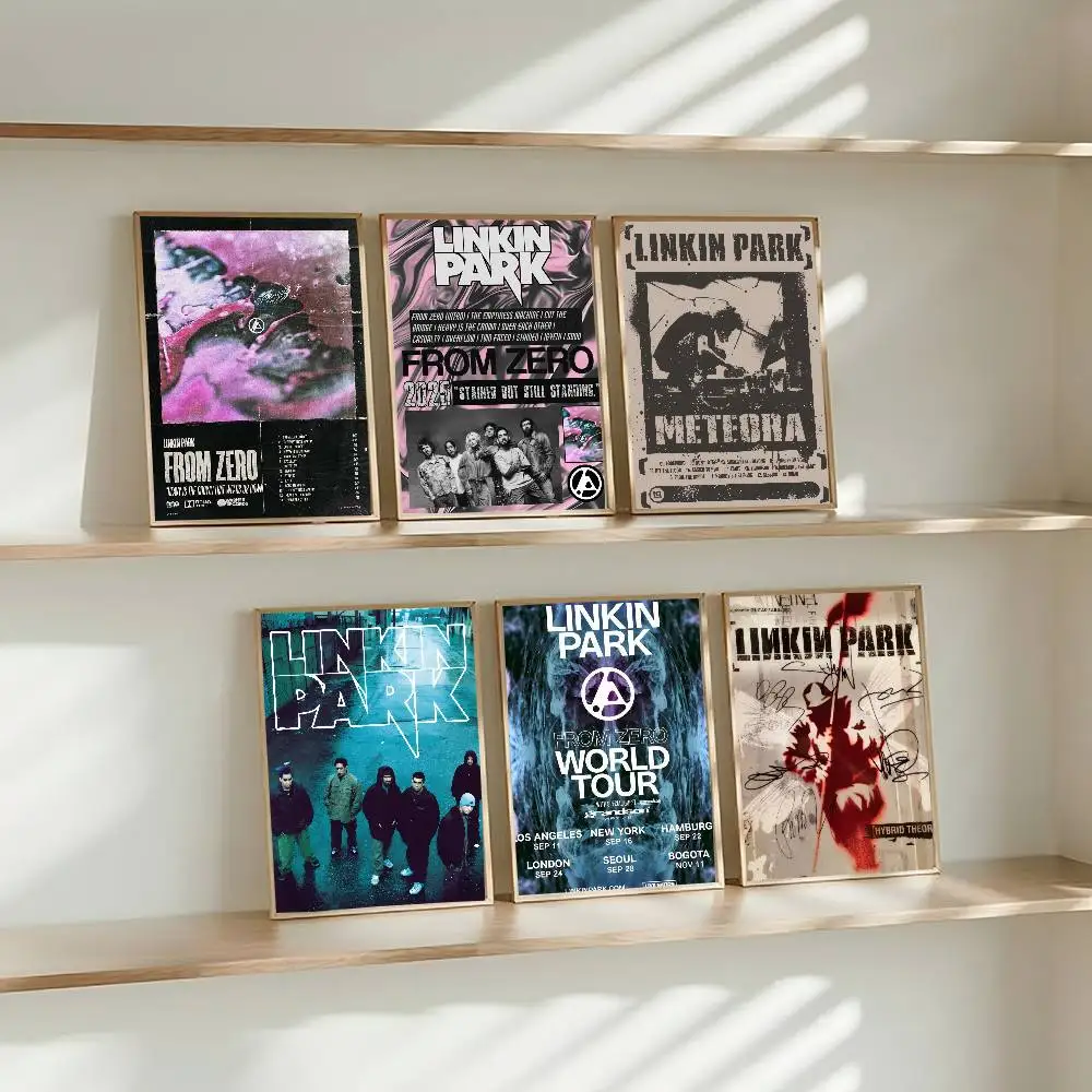 Rockband L-Linkin Parks Album Selbstklebendes Kunstposter Wasserfester Papieraufkleber Kaffeehaus Bar Poster Wandaufkleber