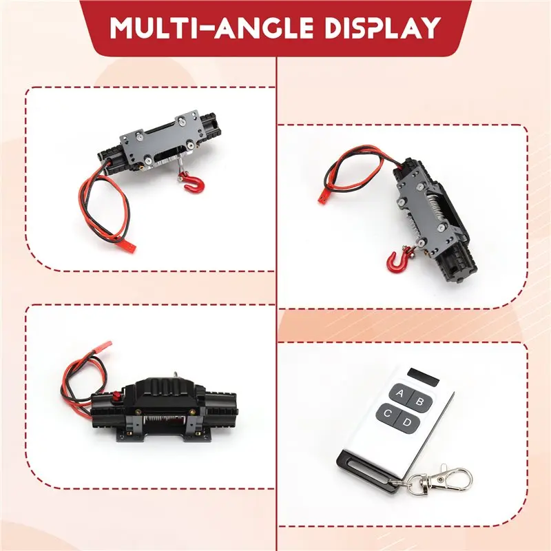 ABAH-RC para coche trepador a escala 1/10 SCX10 TRX4 Compatible con RC Metal automático doble Motor cabrestante simulado con Control remoto